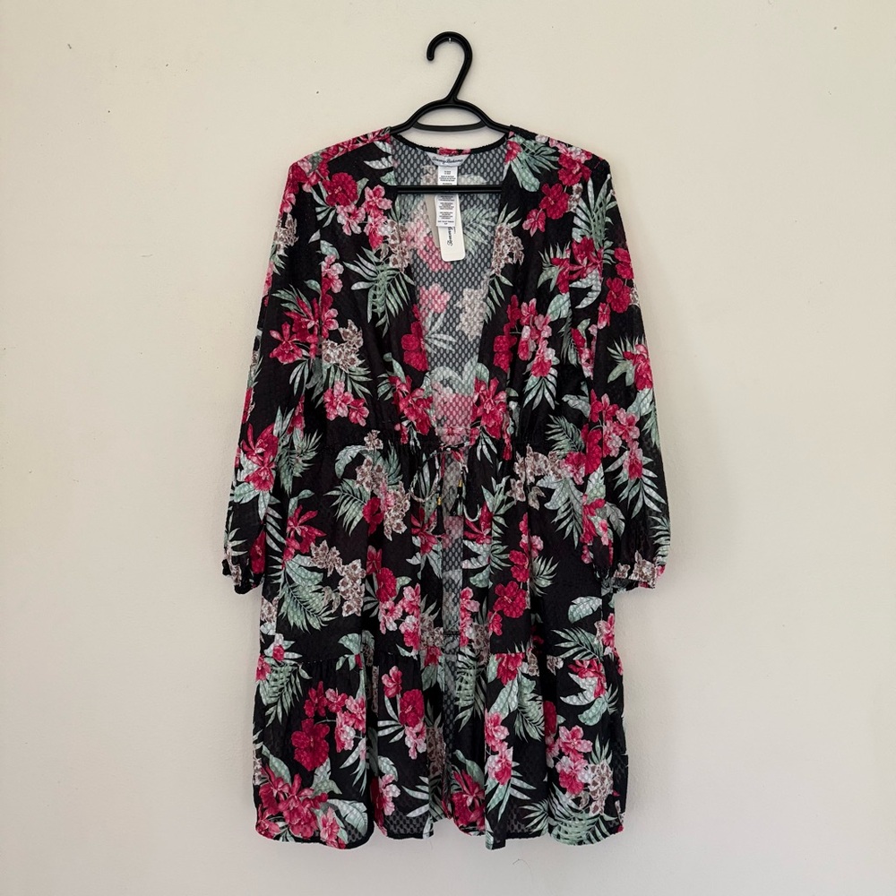 Tommy Bahama Floral Swim Coverup - Black and Pink